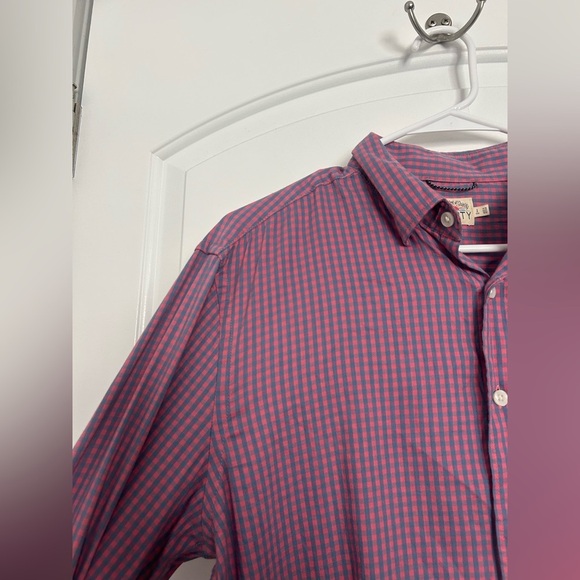 Faherty Men's Movement™ Shirt - Blue Rose Gingham Plaid size small preppy work - Picture 7 of 14